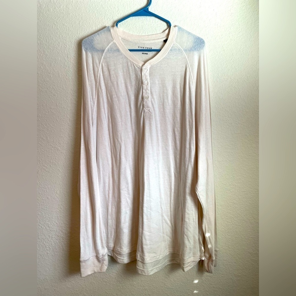 Five Four off White Long Sleeve Henley Shirt size 3XL